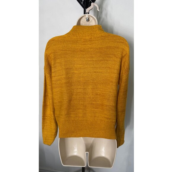 Golden Ochre Mustard Yellow Cable Knit Mock Neck Sweater – Size Medium - Picture 8 of 8